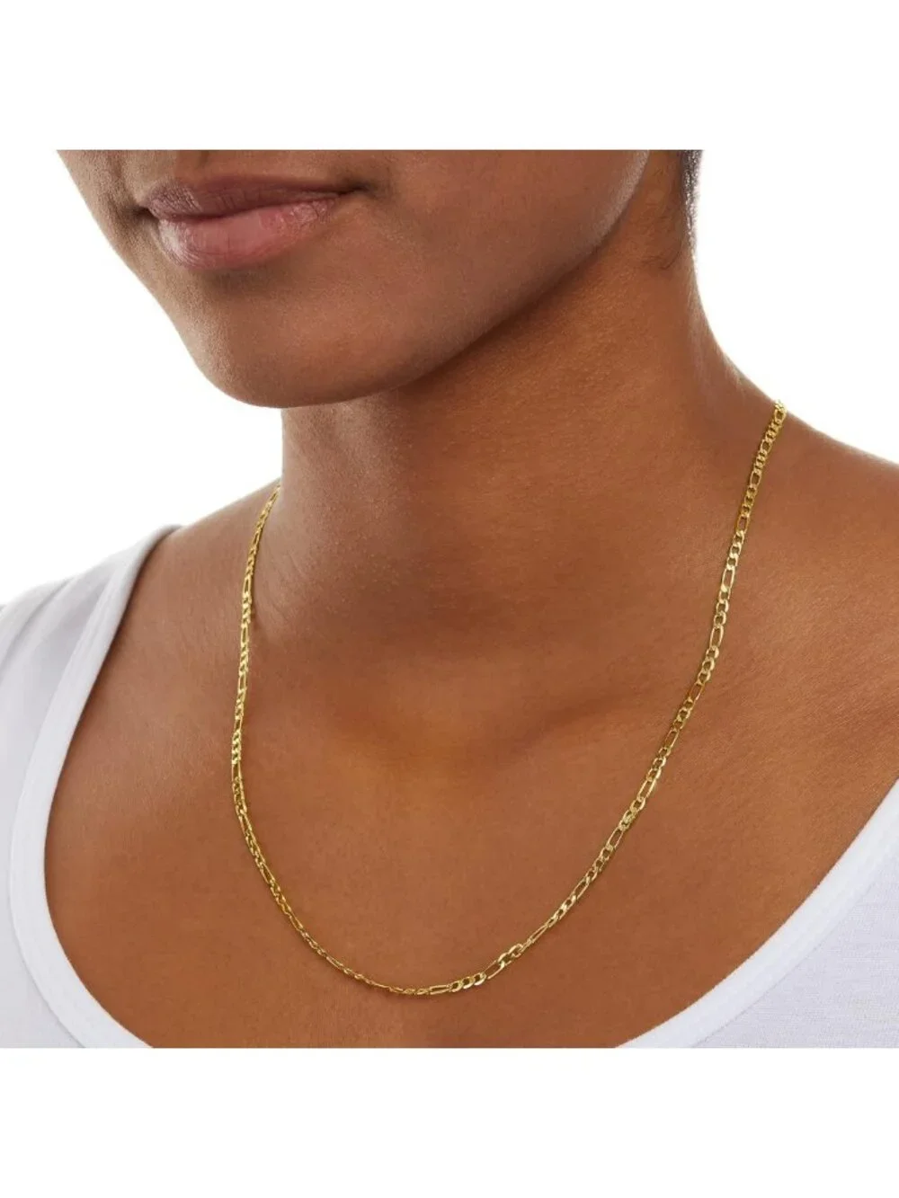 14k Gold/Sterling Silver Plated Figaro Chain Necklace - Elegant, Versatile
